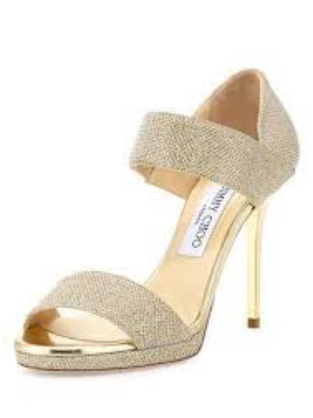 Jimmy Choo Alana Lame Glitter High Heel Shoe Silver Size 40.5
